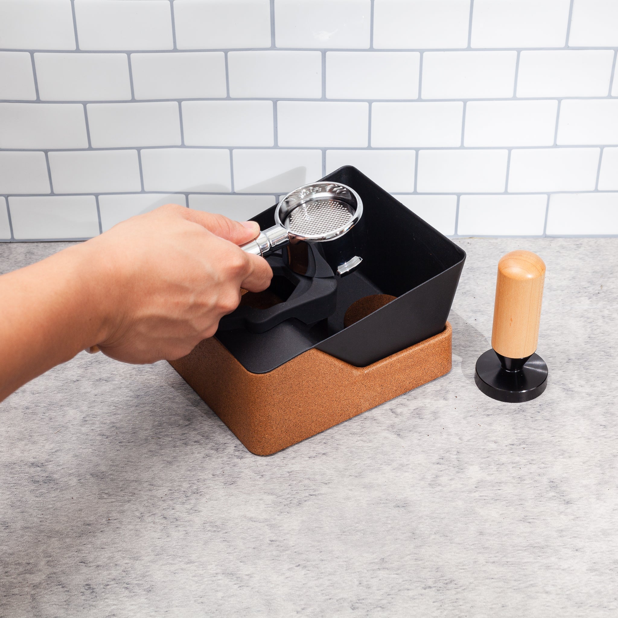 A Knock Box + Tamping Station All-In-One
